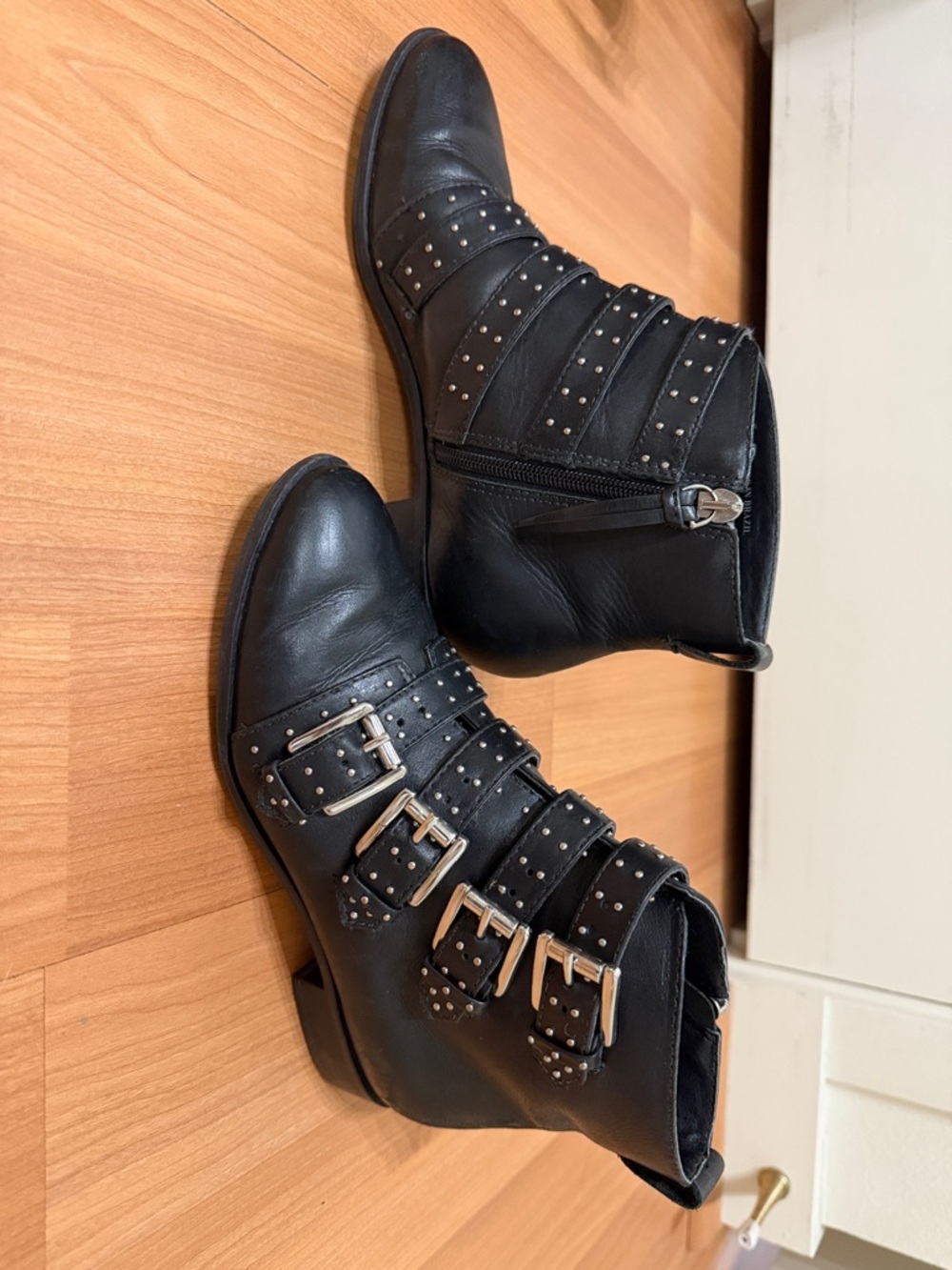 Rebecca Minkoff Black Studded Buckle Ankle Boots - Women's Fashion Boot